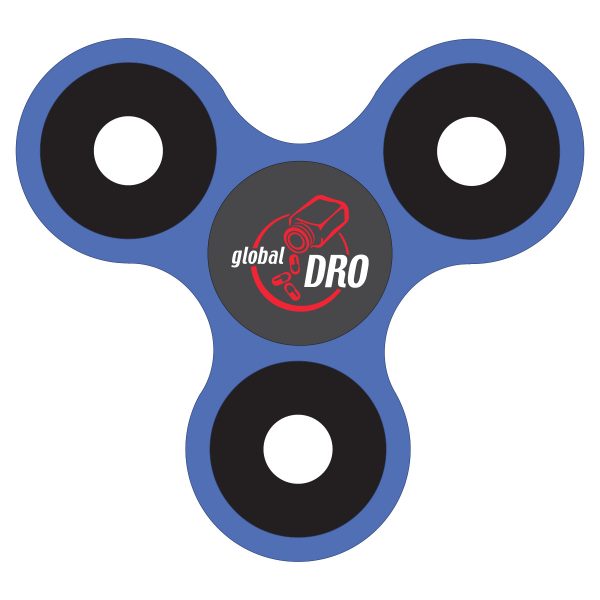 Blue Global DRO branded fidget spinner.