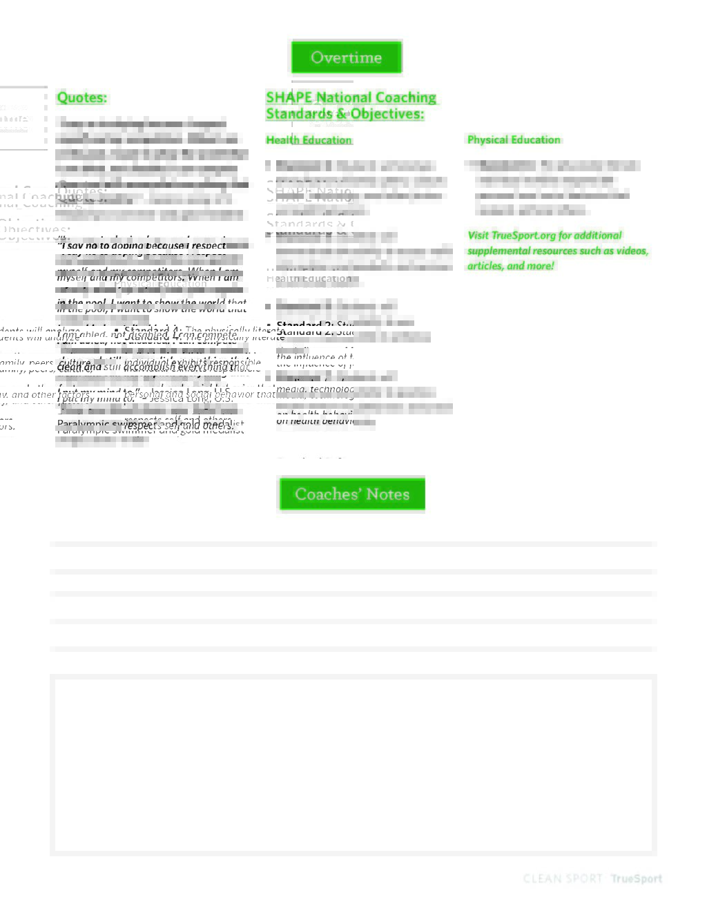 Clean Sport Lesson Standards