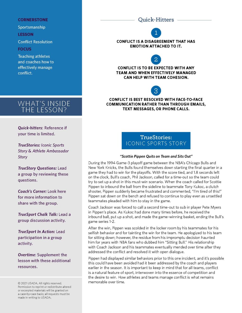 Conflict Resolution Quick hitters