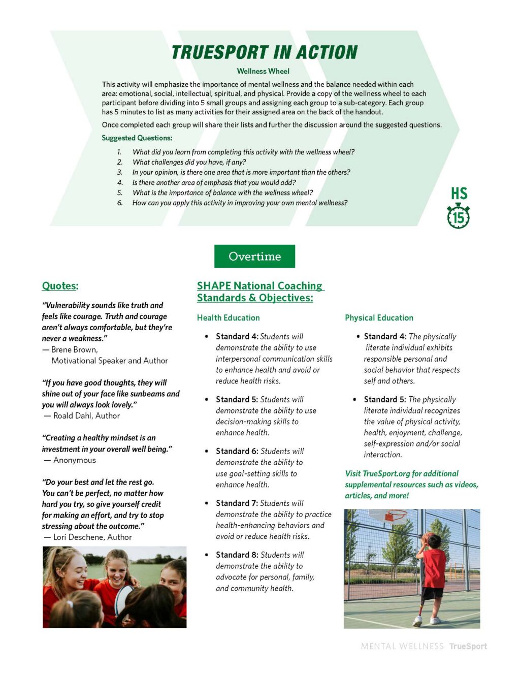 Mental Wellness Lesson Standards