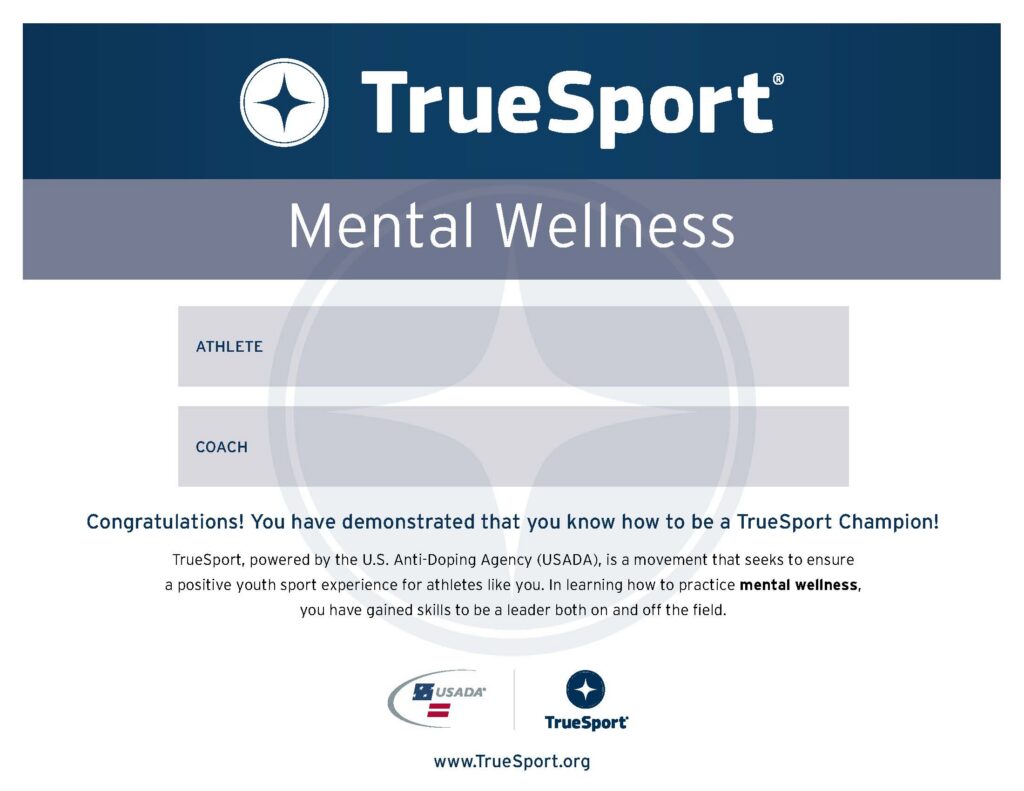 TrueSport Mental Wellness Certificate